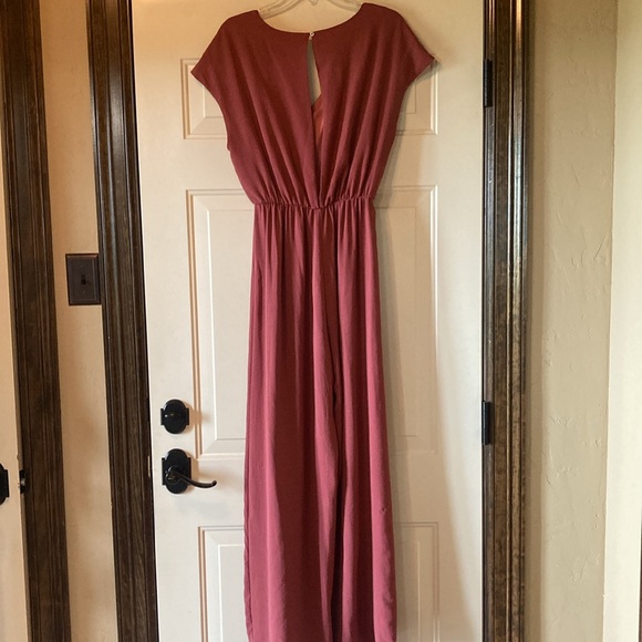 Like New Large She & Sky Terracotta Jumpsuit with Tie Front and Slit Back (ABBA) - Picture 11 of 16